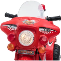 HOMCOM Moto Scooter électrique Pour Enfants Modèle Policier 6 V 3 Km/h Fonctions Lumineuses Et Sonores Top Case Rouge -Pas Cher Clair Jardin Magasin 43542043 4