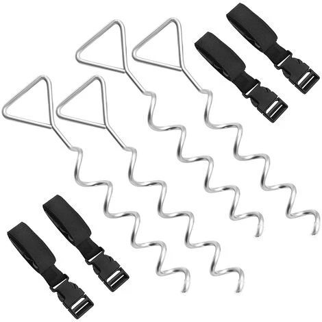 Songmics Piquets De Trampoline En Spirale, Kit D'ancrage Au Sol Avec Piquets En Fer Galvanisé, Sangles En Polyester, Boucles En ABS, SGN15IN 1 Songmics Piquets De Trampoline En Spirale, Kit D'ancrage Au Sol Avec Piquets En Fer Galvanisé, Sangles En Polyester, Boucles En ABS, SGN15IN