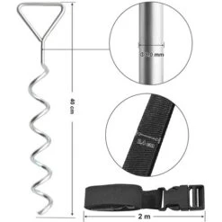 Songmics Piquets De Trampoline En Spirale, Kit D'ancrage Au Sol Avec Piquets En Fer Galvanisé, Sangles En Polyester, Boucles En ABS, SGN15IN 9 Songmics Piquets De Trampoline En Spirale, Kit D'ancrage Au Sol Avec Piquets En Fer Galvanisé, Sangles En Polyester, Boucles En ABS, SGN15IN -Pas Cher Clair Jardin Magasin 45295658 5