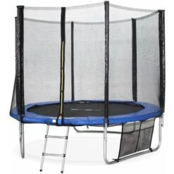 Trampoline 250cm - Pluton XXL Bleu - Avec Filet De Protection, échelle, Bùche, Filet Pour Chaussures, Kit D'ancrage, Trampoline De Jardin 250 Cm Qualité PRO Normes EU