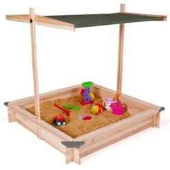 Bac à Sable KIDS Bois Avec Toit Ouvrant Gris -Pas Cher Clair Jardin Magasin 45707905 5