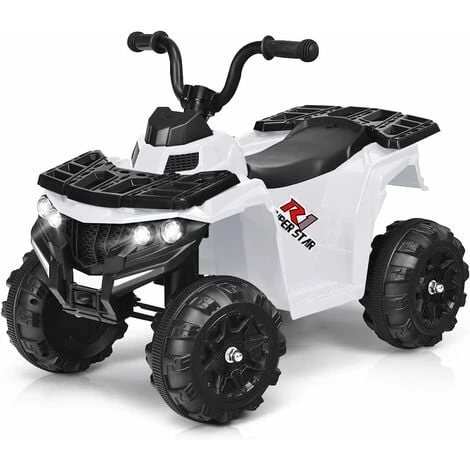 COSTWAY Quad Electrique Pour Enfants 3 Km/h,Phares, Musique, MP3, USB, AUX, Volume Réglable Voiture Pour Enfants De 3-6 Ans Blanc 1 COSTWAY Quad Electrique Pour Enfants 3 Km/h,Phares, Musique, MP3, USB, AUX, Volume Réglable Voiture Pour Enfants De 3-6 Ans Blanc