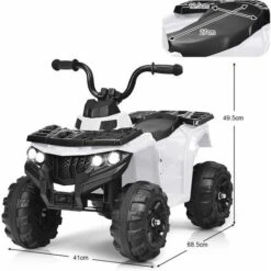 COSTWAY Quad Electrique Pour Enfants 3 Km/h,Phares, Musique, MP3, USB, AUX, Volume Réglable Voiture Pour Enfants De 3-6 Ans Blanc 9 COSTWAY Quad Electrique Pour Enfants 3 Km/h,Phares, Musique, MP3, USB, AUX, Volume Réglable Voiture Pour Enfants De 3-6 Ans Blanc -Pas Cher Clair Jardin Magasin 46687765 5