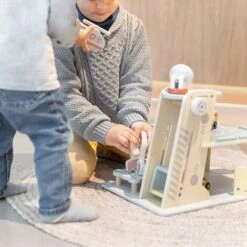 Parking En Bois Montessori, Avec Deux étages, Jouets Pour Enfants Pour Garçons Et Filles, Comprend 4 Voitures. -Pas Cher Clair Jardin Magasin 46949955 4
