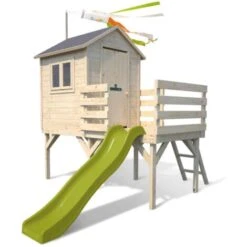 Cabane En Bois Sur Pilotis Avec Toboggan Pour Enfants – Joséphine