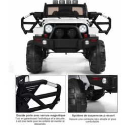 COSTWAY Voiture Électrique 12V Pour Enfants 3-7Ans, Jeep Électrique Pour Enfants Avec Télécommande 2.4G, Démarrage Progressif Blanc -Pas Cher Clair Jardin Magasin 47436493 3
