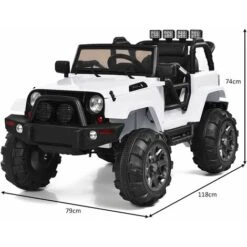 COSTWAY Voiture Électrique 12V Pour Enfants 3-7Ans, Jeep Électrique Pour Enfants Avec Télécommande 2.4G, Démarrage Progressif Blanc -Pas Cher Clair Jardin Magasin 47436493 5