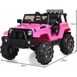 COSTWAY Voiture Électrique 12V Pour Enfants 3-7Ans, Jeep Électrique Pour Enfants Avec Télécommande 2.4G, Démarrage Progressif Rose -Pas Cher Clair Jardin Magasin 47580001 5