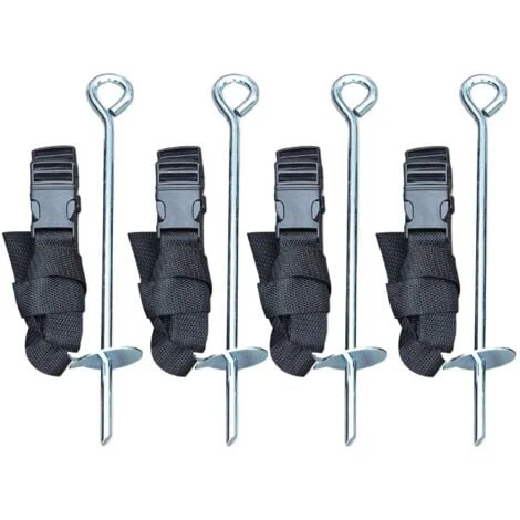 Kit D'ancrage Pour Trampoline - 4 Sardines De Fixation Et Sangles - Compatible Toutes Tailles 1 Kit D'ancrage Pour Trampoline - 4 Sardines De Fixation Et Sangles - Compatible Toutes Tailles