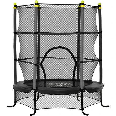 HOMCOM Trampoline Enfant Ø 1,63 × 1,63H M Filet De Sécurité Porte Zipée Couvre-ressorts 6 Poteaux Rembourrés Inclus Noir 1 HOMCOM Trampoline Enfant Ø 1,63 × 1,63H M Filet De Sécurité Porte Zipée Couvre-ressorts 6 Poteaux Rembourrés Inclus Noir