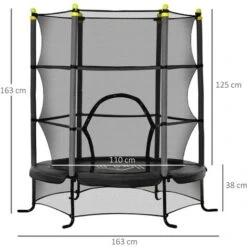 HOMCOM Trampoline Enfant Ø 1,63 × 1,63H M Filet De Sécurité Porte Zipée Couvre-ressorts 6 Poteaux Rembourrés Inclus Noir 7 HOMCOM Trampoline Enfant Ø 1,63 × 1,63H M Filet De Sécurité Porte Zipée Couvre-ressorts 6 Poteaux Rembourrés Inclus Noir -Pas Cher Clair Jardin Magasin 48139718 3