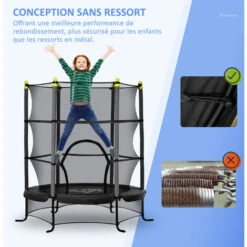 HOMCOM Trampoline Enfant Ø 1,63 × 1,63H M Filet De Sécurité Porte Zipée Couvre-ressorts 6 Poteaux Rembourrés Inclus Noir 8 HOMCOM Trampoline Enfant Ø 1,63 × 1,63H M Filet De Sécurité Porte Zipée Couvre-ressorts 6 Poteaux Rembourrés Inclus Noir -Pas Cher Clair Jardin Magasin 48139718 4
