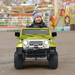 COSTWAY Voiture 4x4 Électrique 12 V à Batterie Avec Télécommande 2.4GHz, Fonction : Lumières LED, Avertisseurs Sonores, Lecteur MP3 De 3 à 6 Ans Vert 6 COSTWAY Voiture 4x4 Électrique 12 V à Batterie Avec Télécommande 2.4GHz, Fonction : Lumières LED, Avertisseurs Sonores, Lecteur MP3 De 3 à 6 Ans Vert -Pas Cher Clair Jardin Magasin 49285588 2