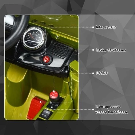 COSTWAY Voiture 4x4 Électrique 12 V à Batterie Avec Télécommande 2.4GHz, Fonction : Lumières LED, Avertisseurs Sonores, Lecteur MP3 De 3 à 6 Ans Vert 4 COSTWAY Voiture 4x4 Électrique 12 V à Batterie Avec Télécommande 2.4GHz, Fonction : Lumières LED, Avertisseurs Sonores, Lecteur MP3 De 3 à 6 Ans Vert – Image 4
