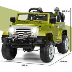 COSTWAY Voiture 4x4 Électrique 12 V à Batterie Avec Télécommande 2.4GHz, Fonction : Lumières LED, Avertisseurs Sonores, Lecteur MP3 De 3 à 6 Ans Vert 9 COSTWAY Voiture 4x4 Électrique 12 V à Batterie Avec Télécommande 2.4GHz, Fonction : Lumières LED, Avertisseurs Sonores, Lecteur MP3 De 3 à 6 Ans Vert -Pas Cher Clair Jardin Magasin 49285588 5