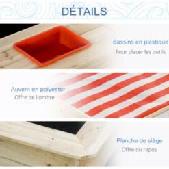 OUTSUNNY Bac à Sable Bois Carré Dim. 1,18L X 1,18l X 1,18H M - Hauteur, Inclinaison Toit Réglables, Refermable - 2 Bacs - Bois Sapin Autoclave -Pas Cher Clair Jardin Magasin 51254785 5