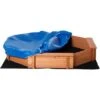 OUTSUNNY Bac à Sable Bois Octogonal Dim. 139,5L X 139,5l X 21,5H Cm - 4 Bancs - Bâche De Couverture, Non Tissé De Sol Inclus - Bois Sapin Pré-huilé