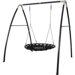 AXI Portique En Métal Avec Balançoire Nid D'Oiseau Enfant Balançoire Ronde Pour Le Jardin
