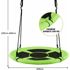 COSTWAY Balançoire Nid D’Oiseau Rond 100 CM De Diamètre Pour Arbre Supporté De Charge Maximale 150 KG Extérieur Vert -Pas Cher Clair Jardin Magasin 52776375 5