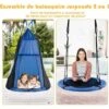 COSTWAY Balançoire Nid D’Oiseau Ø100CM Avec Tente Charge Maximal 150KG Pour Enfants Et Adultes Hauteur Réglable De 100 à 160CM Bleu