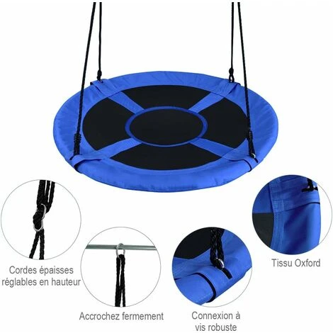 COSTWAY Balançoire Nid D’Oiseau Rond 100 CM De Diamètre Pour Arbre Supporté De Charge Maximale 150 KG Extérieur Bleu 2 COSTWAY Balançoire Nid D’Oiseau Rond 100 CM De Diamètre Pour Arbre Supporté De Charge Maximale 150 KG Extérieur Bleu – Image 2