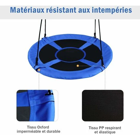 COSTWAY Balançoire Nid D’Oiseau Rond 100 CM De Diamètre Pour Arbre Supporté De Charge Maximale 150 KG Extérieur Bleu 3 COSTWAY Balançoire Nid D’Oiseau Rond 100 CM De Diamètre Pour Arbre Supporté De Charge Maximale 150 KG Extérieur Bleu – Image 3