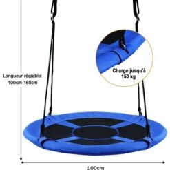 COSTWAY Balançoire Nid D’Oiseau Rond 100 CM De Diamètre Pour Arbre Supporté De Charge Maximale 150 KG Extérieur Bleu 9 COSTWAY Balançoire Nid D’Oiseau Rond 100 CM De Diamètre Pour Arbre Supporté De Charge Maximale 150 KG Extérieur Bleu -Pas Cher Clair Jardin Magasin 52776380 5