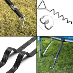 Monzana Piquets D’ancrage Spirales Sangles De Serrage Kit Ancrage Résistance 900kg Acier Inoxydable Fixations Pour Trampoline Sécurité -Pas Cher Clair Jardin Magasin 52778321 4