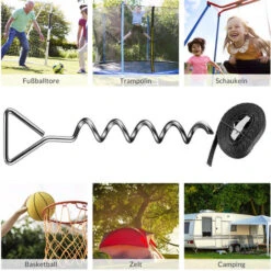 Monzana Piquets D’ancrage Spirales Sangles De Serrage Kit Ancrage Résistance 900kg Acier Inoxydable Fixations Pour Trampoline Sécurité -Pas Cher Clair Jardin Magasin 52778321 5