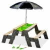 EXIT TOYS Table D'activités Sable Et Eau, Et De Pique-nique (2 Bancs) Avec Parasol Et Outils De Jardinage EXIT Aksent