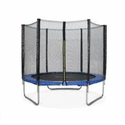 Trampoline Rond Ø 250cm Bleu Avec Son Filet De Protection - Pluton - Trampoline De Jardin 2,5m Qualité PRO.  Normes EU.