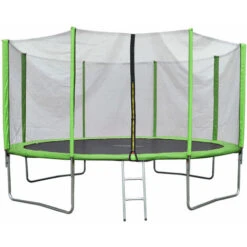 JAWINIO Trampoline De Jardin 366 Cm Trampoline Pour Enfants Set Complet Vert