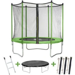 Trampoline Yoopi 2 - Ø 2.44 M - Avec Filet + échelle + Couverture + Kit D'ancrage