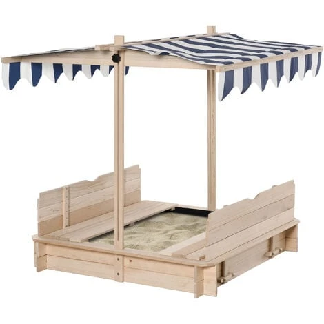 OUTSUNNY Bac à Sable Carré En Bois Pour Enfant Dim. 106L X 106l Cm Avec Bancs Et Couvercle - Auvent Réglable 1 OUTSUNNY Bac à Sable Carré En Bois Pour Enfant Dim. 106L X 106l Cm Avec Bancs Et Couvercle - Auvent Réglable