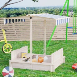 OUTSUNNY Bac à Sable Carré En Bois Pour Enfant Dim. 106L X 106l Cm Avec Bancs Et Couvercle - Auvent Réglable 6 OUTSUNNY Bac à Sable Carré En Bois Pour Enfant Dim. 106L X 106l Cm Avec Bancs Et Couvercle - Auvent Réglable -Pas Cher Clair Jardin Magasin 54127672 2