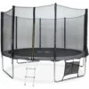 Trampoline 400cm Gris Avec Filet De Protection, échelle, Bâche, Filet Pour Chaussures, Kit D'ancrage - Mercure XXL- Trampoline De Jardin 400 Cm 4m Qualité PRO.Normes EU.