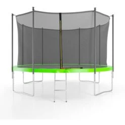 Trampoline De Jardin ø 366 Cm- 12FT- Filet Intérieur, Matelas De Protection Et Echelle