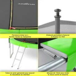 Trampoline De Jardin ø 305 Cm- 10FT- Filet Intérieur, Matelas De Protection Et Echelle -Pas Cher Clair Jardin Magasin 54495604 3