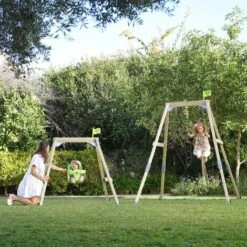 Portique Bois Bebe Evolutif Tp Forest Acorn Inclus Avec Siege Balancoire Bebe Tp Pliant - Fsc Dim L156 X L183 X H209 -Pas Cher Clair Jardin Magasin 54642784 2