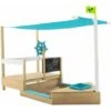 Bac A Sable En Bois Tp Bateau Pirate Ahoy Pour Enfants, Refermable Avec Toit Anti-uv Acc De Jeux Fsc Dim L92 X L180 X H118