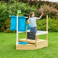 Bac A Sable En Bois Tp Bateau Pirate Ahoy Pour Enfants, Refermable Avec Toit Anti-uv Acc De Jeux Fsc Dim L92 X L180 X H118 -Pas Cher Clair Jardin Magasin 54642787 3