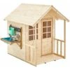 Maisonnette En Bois Tp Style Chalet Avec Cuisine D'exterieur Et Veranda Pour Enfants - Norme Fsc Dim L131 X L99 X H140