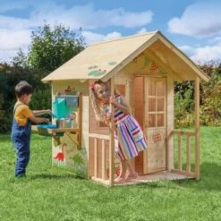 Maisonnette En Bois Tp Style Chalet Avec Cuisine D'exterieur Et Veranda Pour Enfants - Norme Fsc Dim L131 X L99 X H140 -Pas Cher Clair Jardin Magasin 54642803 2