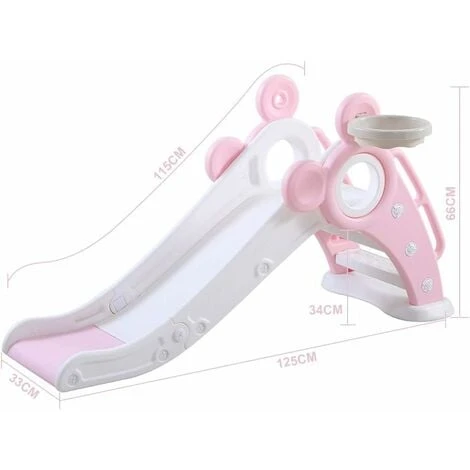 Yoleo Toboggan Pour Enfants, Toboggan Amusant Avec Panier De Basket, Jeu D'Extérieur Et L'Intérieur Pour Pour Bébé , 115 X66 X125cm(jusqu'à 25 Kg), Rose 4 Yoleo Toboggan Pour Enfants, Toboggan Amusant Avec Panier De Basket, Jeu D'Extérieur Et L'Intérieur Pour Pour Bébé , 115 X66 X125cm(jusqu'à 25 Kg), Rose – Image 4