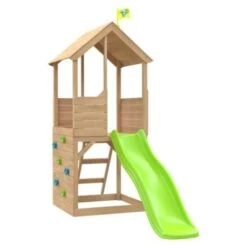 Maisonnette En Bois Tp Cabane Dans Les Arbres Avec Echelle, Glissiere Et Mur D'escalade - Norme Fsc Dim L137,7 X L89,7 X H213