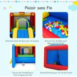 COSTWAY Château Gonflable Multifonctions Toboggan Fosse à Balle Kit De Réparation Sac Intérieur/Extérieur Avec Souffleur 450W -Pas Cher Clair Jardin Magasin 55273827 4