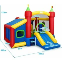 COSTWAY Château Gonflable Multifonctions Toboggan Fosse à Balle Kit De Réparation Sac Intérieur/Extérieur Avec Souffleur 450W -Pas Cher Clair Jardin Magasin 55273827 5