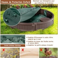 COSTWAY Bac à Sable Enfant Rond 120x120x21 Cm En Plastique Avec Couvercle Etanche Bâche Intégrée Sièges Doublure Inférieure Marron 8 COSTWAY Bac à Sable Enfant Rond 120x120x21 Cm En Plastique Avec Couvercle Etanche Bâche Intégrée Sièges Doublure Inférieure Marron -Pas Cher Clair Jardin Magasin 55274147 4