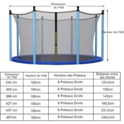 COSTWAY Filet De Sécurité Pour Trampoline Ø427 Cm Avec 8 Poteaux Fermeture Eclair Double Et Boucles De Protection Intérieur/Extérieur -Pas Cher Clair Jardin Magasin 55274149 5