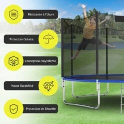 COSTWAY Filet De Sécurité Pour Trampoline 244 Cm Avec 6 Barres Porte à Glissière Double Et Boucles De Protection Intérieur/Extérieur -Pas Cher Clair Jardin Magasin 55274345 2
